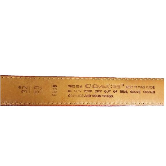 Coach Vtg Red Glove Tanned Leather Belt w Brass Buckle Sz 32 Classic NYC - Picture 5 of 5